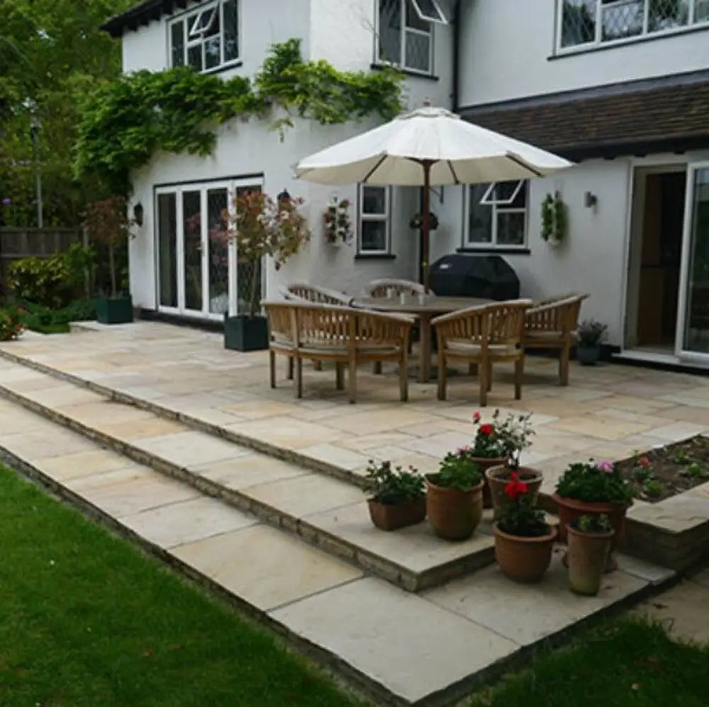 Fossil Mint Indian Sandstone Paving Slabs Natural Stone