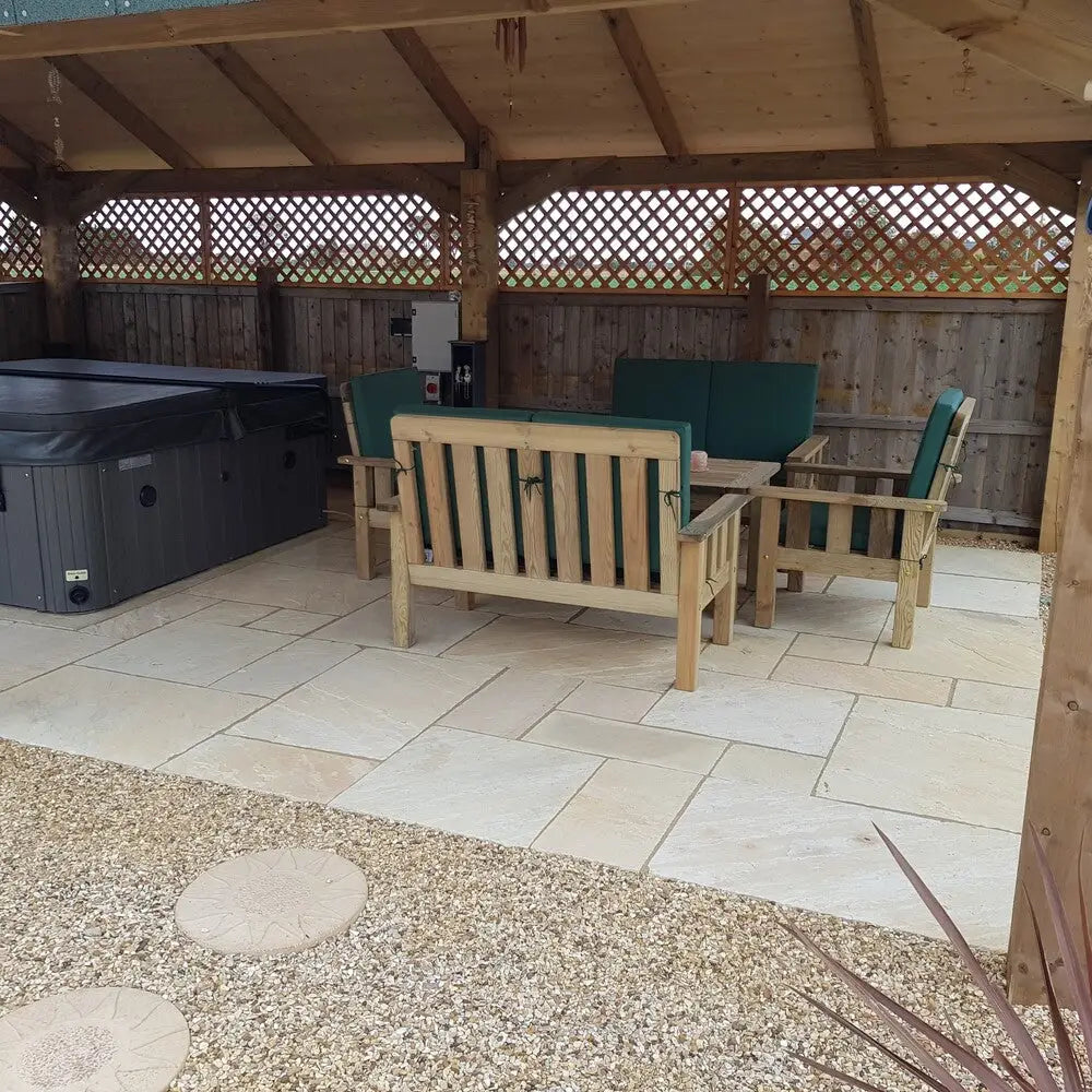 Fossil Mint Indian Sandstone Paving Slabs Natural Stone