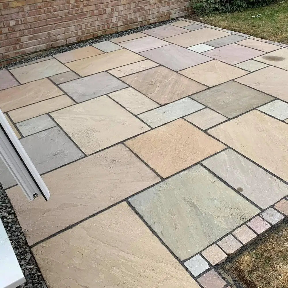 Rippon Buff Indian Sandstone Paving Slabs Mixed Sizes / 5M2 Natural Stone
